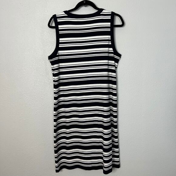 Talbots Tank Dress Midi Navy White Striped Pullover Sleeveless Sz M Women's - Picture 5 of 5